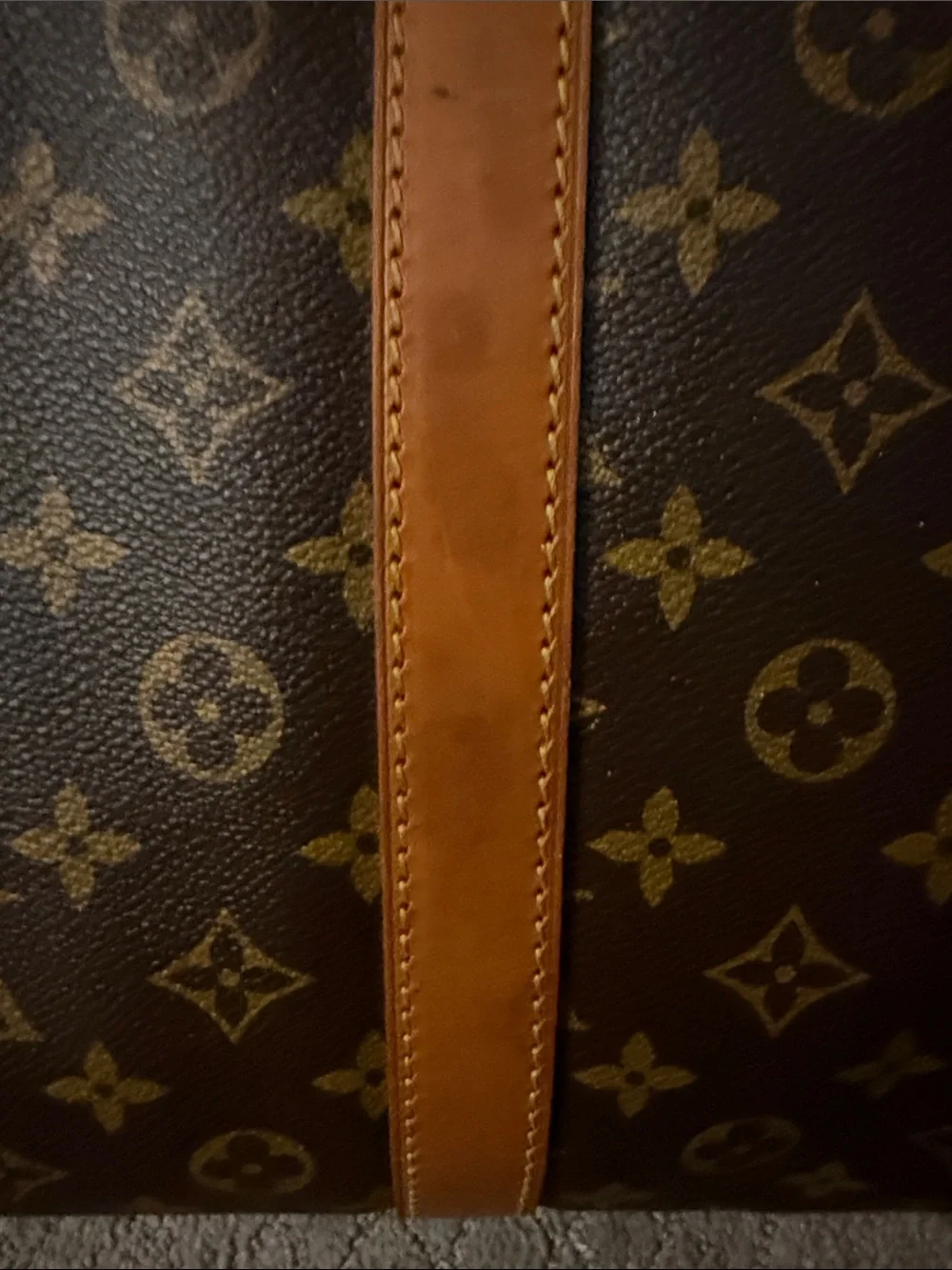 Louis Vuitton Monogram Canvas Keepall Travel Bag with Tan Trim Authentic LV 60